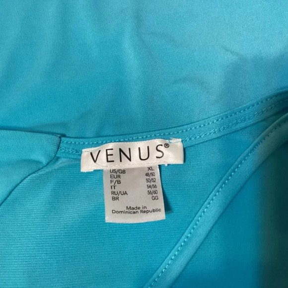 Venus top womens SZ XL sexy ruched deep v-neck vibrant turquoise pullover NWOT - Picture 6 of 10